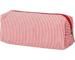 Pennenetui - Pennenzak - Etui - Potloodtas - Pennenhouder - Schooletui - Opbergzak - Cosmetica - Reistasje - Speelgoedtas - Make-uptas - Portemonnee - schoolspullen - voor kinderen en volwassenen - voor school, kantoor - 21*7,5*8 cm - rode gestreept