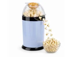 Popcorn Machine met Maatbeker - Krachtige Mini Popcorn Machine Kinderen - Hetelucht Popcornmaker met Antislipvoetjes - Snelle Popcorn Apparaat voor Filmavond - Popcornmakers - Kleine Popcorn Popper Kids - Air Popcorn Machine Retro - Blauw- Silvergear