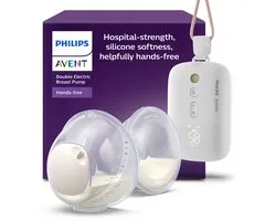 Philips Avent - Tire-lait électrique double mains libres - Moteur confortable, silencieux et puissant - Gobelets transparents ultra-légers - SCF532/11