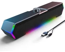 Casalora Soundbar - PC Speakers met Bedrade Bluetooth 5.3 met Microfoon - Netstroom/USB - Touch RGB verlichting - TV Soundbar - Monitor Box