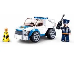 Sluban Politie Patrouille Auto Pull-Back bouwspeelgoed kinderen vanaf 6 jaar – Constructiespeelgoed modelbouw – bouwdoos met 90 bouwstenen en 1 minifiguur – M38-B0824