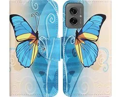 Coverup Case - Convient pour Motorola Moto G55 Case - Coverup Book Case - Papillon Bleu