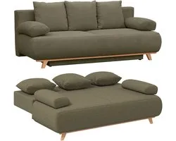 HOMCOM Sofa Bed-Cordstoff (90 % Polyester, 10 % Nylon)-188 x 100 x 84 cm-Dunkelgrün