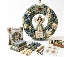 Kit couronne de Noël DIY - Set patchwork DIY - Kit couronne de perforation de tissu 3D - Couronne de Noël - Relaxant - Kit d'artisanat DIY - Pour adultes, débutants et amateurs de loisirs créatifs - Style C : Ange