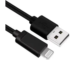 Allteq - Câble USB A vers Lightning - Câble iPhone - Certifié MFI - USB 2.0 - Zwart - 1 mètre