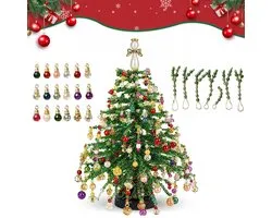 DIY Beaded Kerstboom Kit Compleet Set met Kleurige Kristalstijlen Kralen Groene Takdelen Ornamenten Charms Metaal Ondersteuningsonderdelen Engel Topper Rond Basis en Lichtsnoer voor Gedetailleerde 3D Tafelboom - A