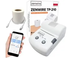 Mini Printer mobile - Zenwire - TP-210 - Mini Printer de poche - Imprimante d'autocollants - Printer Bluetooth sans fil - Imprimante thermique - Printer sans fil - Printer portable - Pour Autocollants/ étiquettes / photos / notes d'étude