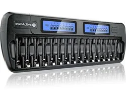 everActive NC-1600 Professionele Batterijlader - Voor 1 tot 16 AA/AAA Batterijen - Onafhankelijke Laadkanalen - LCD Display - Inclusief Autolader