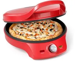 Princess Pizza maker 115007 - Pizzaoven - Regelbare thermostaat tot 220C - Rood - Ø30cm - ook te gebruiken als tafelgrill - voor verse en diepvriespizza's