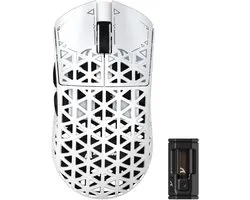 ATTACK SHARK R5 Ultra - Draadloze Gaming Muis - PAW3950 MAX - Koolstof Element - Ultralichte(39g) - Wired/2.4G/BT - 42000DPI - 8Khz - Wit