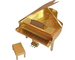 Puzzle 3D | Kit de construction en métal | Doré - Métal | piano à queue | Metal Works / Terre Métal / Joy du Métal | DIY | Modèle métallique découpé au laser