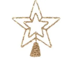 Lumineo kerstboom piek ster - goud - 26 cm - led verlichting warm wit - kerstpiek - kerstdecoratie - sfeerverlichting