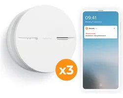Netatmo Slimme Rookmelder met Wifi - Smart Rookmelder - werkt met Google Home & Apple Homekit - Koppelbaar - 10 Jaar Batterij - 3 Stuks