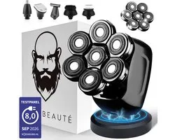 6-in-1 Scheerapparaat Mannen + Extra Scheerkop – Trimmer - Tondeuse - Sansbeauté® Skull Sharp PRO - Nat & Droog - Face en Head Shaver – Hoofd Kaal Scheren - Draadloos Opladen - Opzetstukken