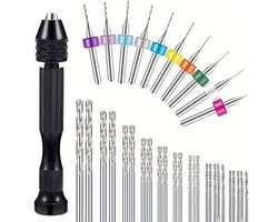 Precisie Handboor Set 36-delig – Mini Handboor met PCB Boortjes – Mini Handboor met Micro Boortjes voor Modelbouw, Sieraden, Resin & Hout – Pin Vise Gereedschap