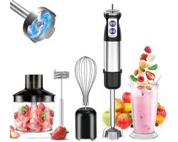 IBETTERTEC Staafmixer keukenmachine alles-in-één multifunctioneel Krachtige 1000W[RVS & Inclusief Accessoires] - Elektrische Staafmixer Set met Afneembare Mengvoet, Mixbeker en Meebeker
