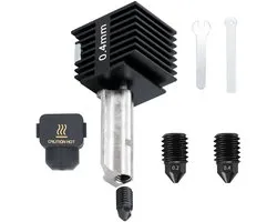 Printkop voor Bambu lab A1/A1 mini Hoge temperatuurbestendige 0,4 mm gehard stalen mondstuk Extruder hot end kit, inclusief 2 vervangbare gehardstalen mondstukken (0,2 mm & 0,4 mm)