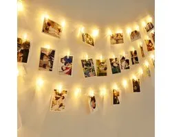 Guirlande de clips photo avec 30 LED de couleur chaude, clips photo suspendus féeriques, fonctionnant sur piles, adapté aux cadeaux, terrasses, Noël, chambres à coucher, mariages, fêtes d'anniversaire, décorations d'Halloween (sans piles), port USB.
