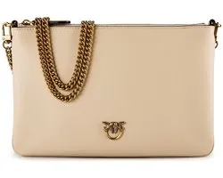 PINKO Flat Koppeltas Leer 24 cm - Dames - beige-grigio
