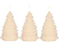 Anna's Collection LED kerstboom kaars - 3x - wit - 20 cm - kerstkaars - kerstdiner kaarsen