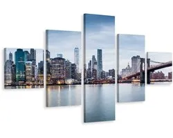 Peinture - Panorama New York City Skyline, NYC, 5 panneaux, Impression Premium