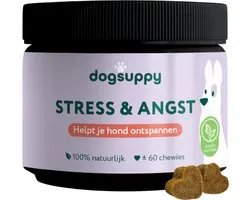 Stress & Angst supplement - Zonder vlees - Minder Blaffen, Meer Rust - 100% Natuurlijk - 60 heerlijke snoepjes - Kalmeringsmiddel voor Honden - Tegen Overmatig blaffen, Trillen, Onrust & Vuurwerkangst - met Hennepzaadolie & L-Tryptofaan