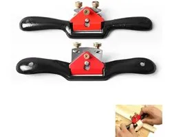 2 stuks - Verstelbare Spakenschaafset - Spookschaaf - Hand Blokschaaf - met vlakke voet en metalen bladen (52mm) - voor schaven, trimmen, houtbewerking, ontbramen - 24.5×6×4cm