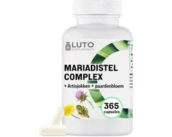 Mariadistel artisjok paardenbloem complex - 365 capsules (6 maandvoorraad) - hoge dosering met 80% silymarine & 2,5% cynarine - laboratoriumgetest - veganistisch - LUTO Supplements
