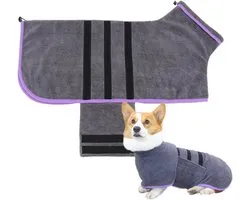 Hondenbadjas - Honden droogkleed - Hond afdrogen - Snel absorberend - Aql - Grijs