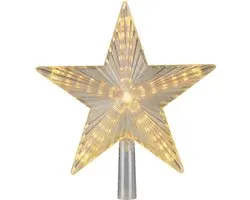 Lumineo Verlichte kerst piek - ster vorm - transparant - 22 cm - led verlichting - warm wit - knipperend