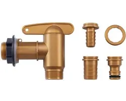 GARANTIA AQUA QUICK robinet de puisage en plastique 3/4'' couleur laiton, kit avec raccords