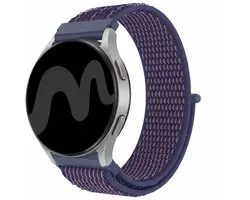 Nylon bandje - Universeel 20 mm aansluiting - Geschikt voor o.a. Samsung Galaxy Watch 7/6/5/4/FE/Active 2, Garmin Vivoactive 6/5/4/3, Forerunner 245/165/55, Venu Sq 2, Amazfit GTS/Bip, Huawei Watch GT 2/GT 3 42 mm, Polar Ignite/Pacer - Indigo