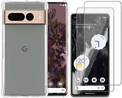 Hoesje geschikt voor Google Pixel 7 Pro - 2x Screenprotector Glas - Shockproof Transparant