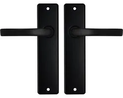 AXA Ensemble de poignées de porte sur plaque - Edge Basic Blok - Aluminium noir - Bec de canne - pour portes intérieures