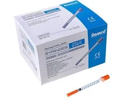 Seringue à insuline Romed 3 pièces avec aiguille 100 pcs