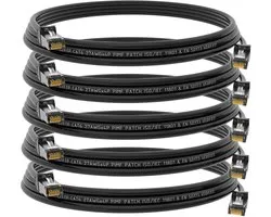 HB-DIGITAL 5 x 2m network cable LAN CAT.6 cable - transfer rate up to 1 Gbit/s - RJ45 plug 25cm cat 6 black copper professional S/FTP Cat6 ethernet cable patch cable switch router modem