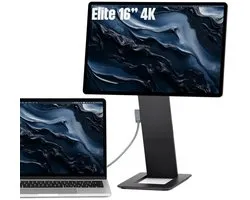 SOTSU® FlipAction Elite Moniteur Portable 16 pouces 4K UHD - Moniteur Portable pour Ordinateur Portable - Écran Supplémentaire Ordinateur Portable - USB-C 65W & Mini HDMI - 100% DCI-P3 - 450 Nits - Aluminium - Noir Sidéral - Écran Portable
