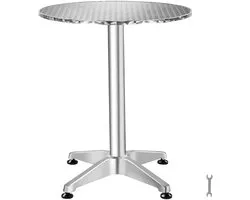 tectake® Table haute et table à manger 2-en-1 en aluminium - Plateau Ø60 cm - Table de bistrot - Table pliante - Table de terrasse - Réglable en hauteur de 75 à 115 cm - Argent - Pliable - Table de fête - Convient pour intérieur et extérieur