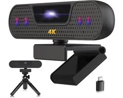 W8GS 4K webcam, UHD webcam met microfoon, autofocus, privacybescherming, plug & play, 85°gezichtsveld, belichtingscorrectie, statief, PC Mac desktop laptop webcam voor Skype Zoom streaming