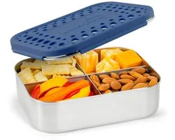 LunchBots - Medium Quad - 4-vaks RVS Bento Box - Blauw
