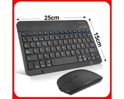 Zerova Draadloos Bluetooth Toetsenbord met Muis - Ultra Thin - Rechargeable - Computer, Ipad en Iphone - Windows en iOS - Zwart