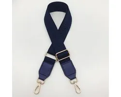 Shoulder Strap for Women Handbag, Adjustable Replacement Leather Strap, Width 3.8 cm, with Silver, Carabiner for Handbags, Crossbody Belt Bag, Accessories, Dark Blue