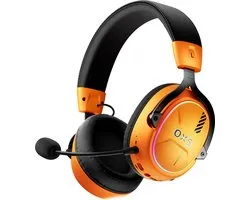OXS Storm G2 Draadloze Gaming Headset, 7,1 Virtual Surround Sound, 3 EQ-modi, 2,4 GHz lage latentie, 50 mm driver, RGB-verlichting, Bluetooth 5.3, compatibel met pc, console, mobiele telefoon, – Oranje