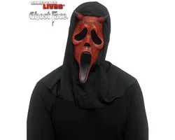 Masque à capuche pour Face Fun' Halloween, masque de fantôme, masque de diable, masque de cri Horreur , accessoire de déguisement effrayant Adultes - Sous licence officielle - Masque à capuche - Rouge