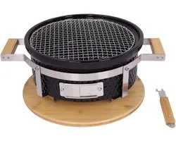 Grill de table Hibachi – BBQ de table rond Shichirin – Grill japonais Yakitori – Céramique – Convient au Charbon de bois – Pour 1 à 8 personnes – ø 30 cm – Zwart