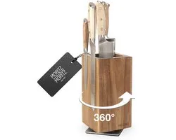 Moritz & Moritz Messenblok Magnetisch - Acaciahouten Messenmagneet Zonder Messen - 25 x 12 cm - Bruin
