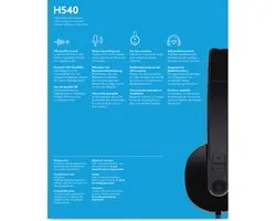 Logitech H540 USB Computer Headset Avec un son haute définition et des commandes sur l'oreillette