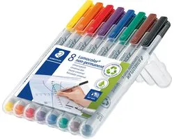 STAEDTLER Lumocolor F non-permanent pen - Box 8 kleuren