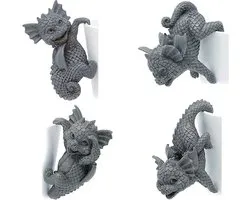 Jauhmui 4pcs Hanging Dinosaur Statue, Resin Dinosaur Statue, Flower Pot Dragon Figurines Decoration Hanging Cup Model - ShopVlot