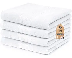 Pillow Lot de 4 serviette de bain 50x100 cm – serviette de bain grande taille 100% coton – Éponge 500 g/m² – Douces, absorbantes et durables – Oeko-Tex - ideaal voor hotel, spa en gasten